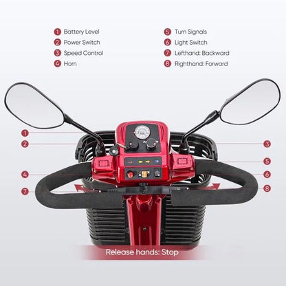 4 Wheel Mobility Scooters, For Seniors Adult With Lights Collapsible